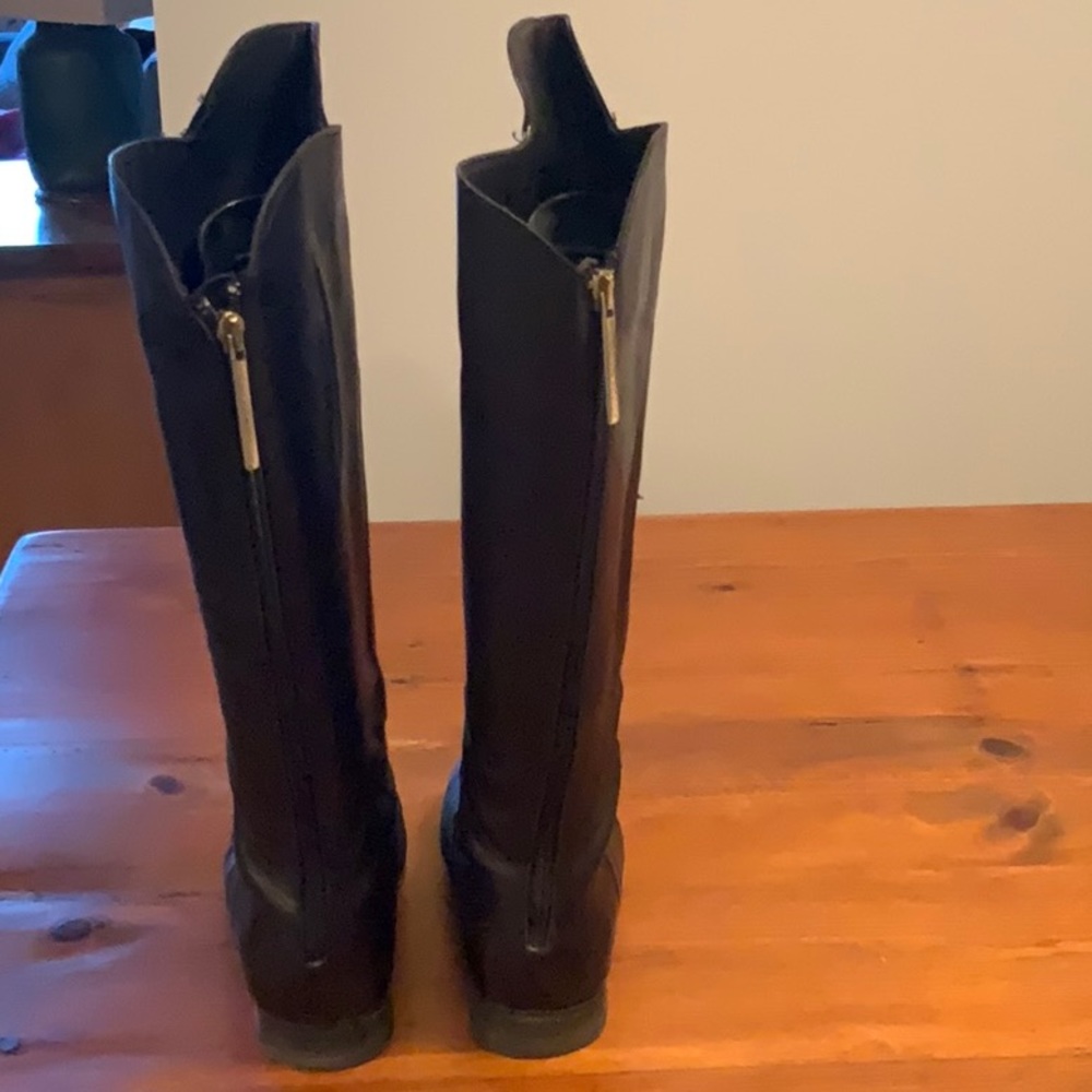 Poppy Barley Black Tall Leather Heeled Boots